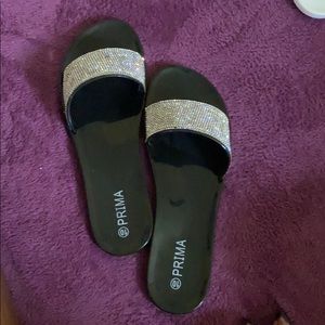 Black/silver slides  Women’s sz 10